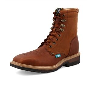 Men’s Twisted X Lite Work 8” Lacer Steel Toe Size 10.5 Oiled Brown Rust Width EE